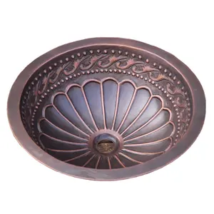 <span class=keywords><strong>Lavabo</strong></span> Europeo / Lavandino da Bagno in Rame Puro / <span class=keywords><strong>Lavabo</strong></span> <span class=keywords><strong>Rotondo</strong></span> in Rame Fatto a Mano per Bagno - Product Image 1