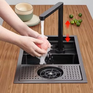 Hidden thiết kế thép không gỉ đa chức năng Bồn Rửa Nhà Bếp với vòi nước Thác thông minh Nhà bếp lưu vực bồn rửa với phụ kiện - Product Image 6