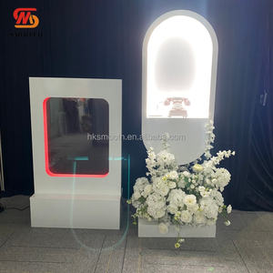 SMOOTH Wedding Phone <b>Booth</b> with White LED Light Beige Audio Guestbook Stand White Telephone <b>Booth</b> for Wedding Decoration - Product Image 6