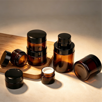 Toples Krim Kaca Amber Wadah Kosmetik Kosong Pot Sampel Krim Mata Penyimpanan Salep Isi Ulang Riasan Perjalanan