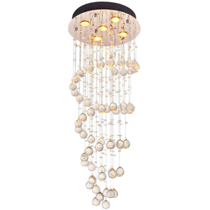 Lustre de Cristal Luxuoso LED para Escadaria de Villa, <span class=keywords><strong>Chandelier</strong></span> Longo Suspenso em Aço Inoxidável para Sala de Estar Duplex - Product Image 6