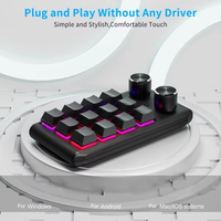 Teclado mecánico macro multifuncional con 12 teclas personalizables 2 perillas-Teclado de juego RGB de una mano programable