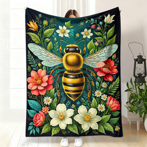 Manta de Franela con Diseño Floral de Abejas, Reversible, Cálida y Acogedora para Dormitorio o Sala de Estar, Impresión Personalizada, Venta al Por Mayor - Product Image 5