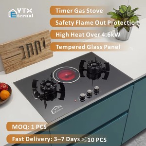 2 Trong 1 Được Xây Dựng Trong Kết Hợp <span class=keywords><strong>Hob</strong></span> Bếp-2 <span class=keywords><strong>Burner</strong></span> <span class=keywords><strong>Gas</strong></span> & 1 Điện Gốm Đung Cho RV Ngoài Trời Khách Sạn Sử Dụng Lớp Năng Lượng Hiệu Quả - Product Image 2