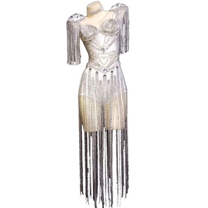 Sexy <strong>Leotard</strong> <strong>Sparkly</strong> Tassel Outfit Celebrate Costume Stage Party Singer Dance Wear Fringes <strong>Leotard</strong> Customized Make Costume - Product Image 1