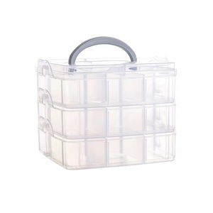 Jewelry Storage Box Multi Layer Transparent Compartmentalized With Handle For Earrings And Accessories 14.5Cm Size Plastic - Product Image 3