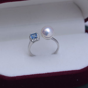 Freshwater 8-9mm White Round Pearl Ring for Female S925 Silver Simple Style with Strong Light and Fine Flaws - Product Image 2