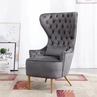 Vente en gros de fauteuil d'appoint de luxe à dossier haut chaise de salon de loisirs en velours rembourré pour bureau à domicile hôtel pour appartement villa