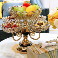Table basse moderne pour la maison, plateau à fruits rotatif en verre cristal européen multi-niveaux, créatif, luxe léger, pour snacks et bonbons, émail coloré