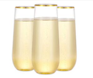 Flûtes à <span class=keywords><strong>champagne</strong></span> en plastique sans pied, recyclables, sans BPA et incassables Verres à griller jetables en plastique transparent de 9 oz - Product Image 6