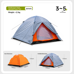 Carpa de Senderismo Ultraligera para 2-3 Personas, Carpa de Camping Impermeable de Doble Capa con Estructura de Fibra de Vidrio, Carpa para Exteriores de 4 Estaciones, Logotipo Personalizado - Product Image 2
