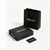 Sac de shopping en papier noir de luxe avec poignée en ruban, personnalisable avec logo, pour la vente en gros, avec boîtes d'expédition pour cadeaux artisanaux et bougies HONPAK