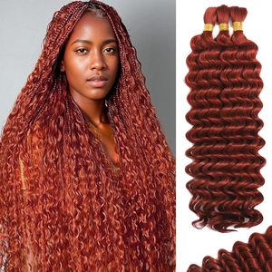 <strong>Copper</strong> Red Boho <strong>Hair</strong> Knotless 12A Deep Wave Bulk Human <strong>Hair</strong> for Braiding Bohemian Wet and Wavy <strong>Hair</strong> <strong>Extensions</strong> No Weft - Product Image 1