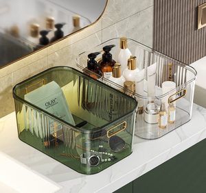Modern Plastic PET Transparent Desktop Storage Box Big Capacity Cosmetic Organizer Storage Box
