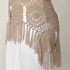 Moda de verano 2021, estilo bohemio, vestido sin mangas de punto de ganchillo a mano, detalle de flecos, suéter de playa, ropa <span class=keywords><strong>para</strong></span> damas - Product Image 6