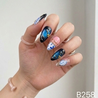 Ongles artificiels en amande faits à la main B258 style français à poser sur les doigts