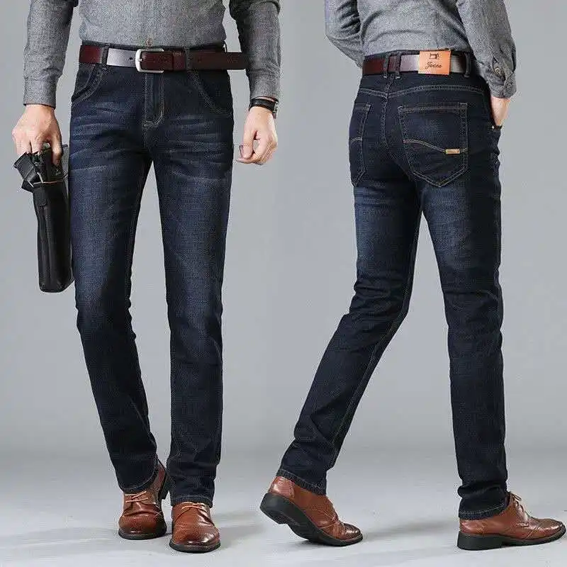 Hochwertige dicke stretch damenjeans lose gerade röhre hohe taille Übergröße lässig günstiger preis herren gerade Skinny Jeans