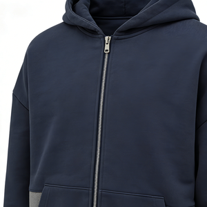 Felpe <span class=keywords><strong>con</strong></span> <span class=keywords><strong>Cappuccio</strong></span> <span class=keywords><strong>Blu</strong></span> <span class=keywords><strong>Scuro</strong></span> da Uomo, <span class=keywords><strong>con</strong></span> Zip e Blocchi di Colore, in Morbido Tessuto Felpato, Vestibilità Oversize <span class=keywords><strong>con</strong></span> Tasche, Stile Casual Streetwear per Uso Quotidiano - Product Image 4