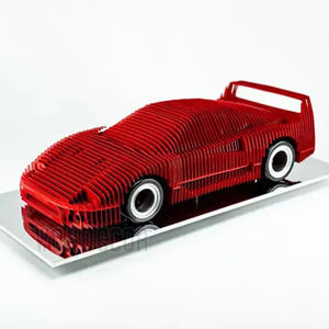 WONDECORモダンアブストラクトアートスポーツカーF40ステンレス鋼車の彫刻 - Product Image 1