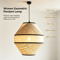 Lampe suspendue en tissu multicolore en forme de diamant Wabi-Sabi pour salon, salle à manger, villa