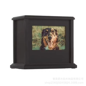 Wooden Square Pet <b>Urn</b> With Photo Frame Solid Wood Commemorative Burial Box For <b>Cats</b> And Dogs - Product Image 4
