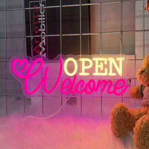 Welcome Open LED Neon <b>Sign</b> <b>Lights</b> Customizable RGB Multi-Color Remote Control Wall Mountable for Home Bar Wedding Event Decor - Product Image 3