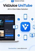 VidJuice UniTube 프로페셔널 1 PC 라이선스 지원 8K 비디오 다운로더 & MP3 컨버터 12개월 구독 빠른 배송