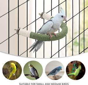 Toptan Ekolojik Dostu Stoklu Kuş Tüneği U Şeklinde Kenevir Halatlı Yeşil Ahşap Papağan Tüneği - Product Image 6