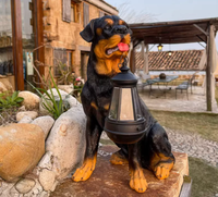 Lampe solaire artistique en résine, peinte à la main, pour extérieur, cour, animal réaliste, chien mignon, jardin, villa, pelouse, Noël