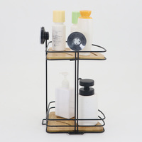 Étagère de salle de bain murale en métal à double niveau, 1 pièce, en nickel, sans perçage, pour douche