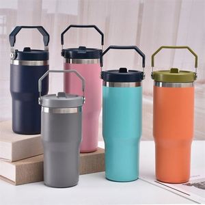 Stainless Steel Car Beverage <b>Cup</b> with Easy Grip Handle, 30oz <b>Double</b> <b>Wall</b> Travel Tumbler for <b>Coffee</b> and Water - Product Image 3