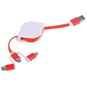 Cavo di ricarica riavvolgibile 3 in 1 gadget personalizzati - Product Image 3