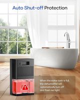 Déshumidificateurs à réservoir d'eau de 95 oz pour la maison avec arrêt automatique, lumière LED 7 couleurs, déshumidificateurs silencieux avec mode veille, noir