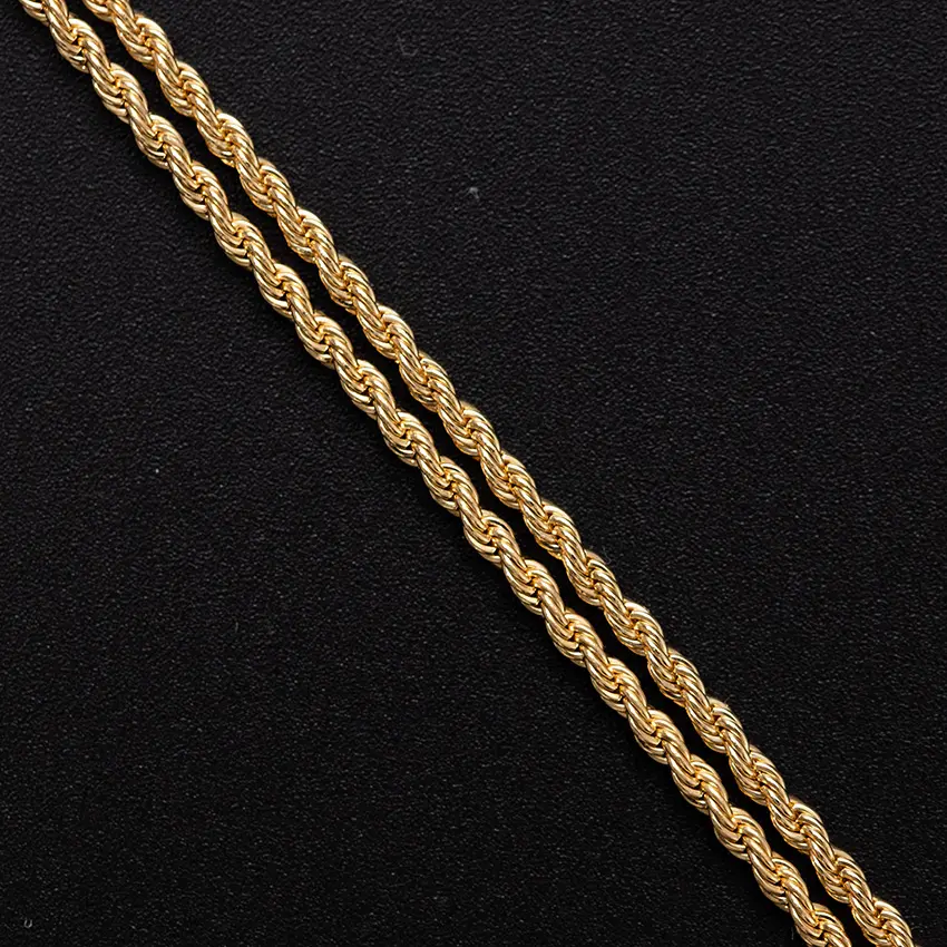 Moda donna uomo gioielli personalizzati in ottone rame corda catena di alta qualità lunga catena 14k collana in oro 18 carati