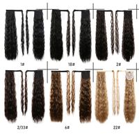 Nouvelles extensions de cheveux synthétiques en queue de cheval à clipser, ondulées et bouclées, longues, ombrées, 22 pouces (50 cm), Super Wave