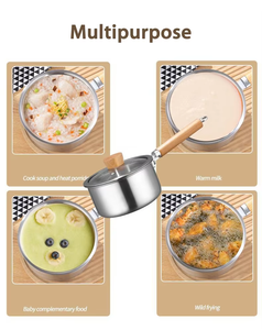 Pentola Multifunzione di Alta Qualità in Acciaio Inox 316 Compatibile con Induzione, Pentola per Latte con Cestello per Cottura a Vapore per Alimenti per Bambini - Product Image 6