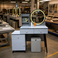 Table de maquillage murale moderne avec miroir LED réglable, éclairage intégré, durable et écologique, directement de l'usine