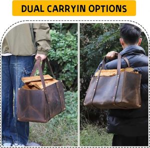 Sac de transport robuste en tissu Oxford BSCI pour bûches de bois de chauffage, grand sac fourre-tout pour le camping et les bûches d'intérieur - Product Image 5