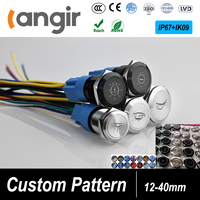 Saklar Tombol Tekan Langir 19mm Baja Tahan Karat 21A Arus Tinggi Tahan Air IP67 LED Bercahaya 18A 20A Saklar Latching On Off