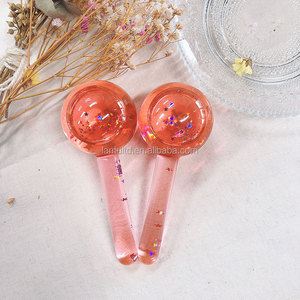 Globo de hielo Rosa transparente, masajeador facial con brillos, logotipo personalizado, fabricante, entrega rápida - Product Image 2