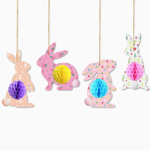 DAMAI Wholesale <b>Easter</b> Decor Bunny Honeycomb Hanging Cartoon Egg Rabbit Paper Ornaments Supplies for Home Party Decoration - Product Image 4