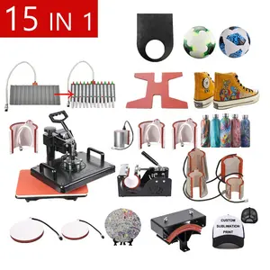 15 In 1 Combo Sublimatie Pen Warmte Pers Machine T-shirt Warmteoverdracht Machine Voor Mok/Hoed/Schoen/Telefoon Case/Pen/Voetbal/Sleutelhanger