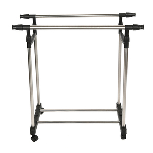 Stendibiancheria Regolabile a Due Pali in Acciaio Inox con Rotelle - Product Image 2