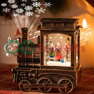 EAGLEGIFTS雪球生产厂树脂情侣点燃水球圣诞装饰雪球灯与音乐