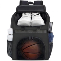Sac de basketball avec compartiment à chaussures et porte-ballon, sac à dos de sport résistant à l'eau pour l'entraînement sportif, convient pour le volley-ball et la gym