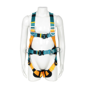 Full Body Five Point Fall Protection <b>Harness</b> Adjustable Length Quick Connect Buckle 1500 Kg Breaking Strength Polyester Material - Product Image 1