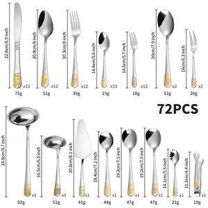 Servizio <span class=keywords><strong>di</strong></span> <span class=keywords><strong>Posate</strong></span> Royal King Design in Acciaio Inox Placcato Oro 24k per <span class=keywords><strong>12</strong></span> Persone, <span class=keywords><strong>Set</strong></span> <span class=keywords><strong>di</strong></span> <span class=keywords><strong>Posate</strong></span> <span class=keywords><strong>da</strong></span> 72 Pezzi - Product Image 2