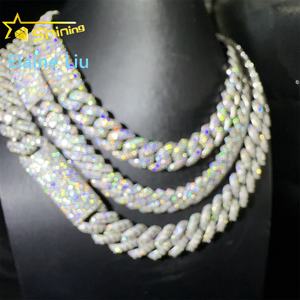 15mm 16mm 20mm 스털링 실버 925 VVS 모이사나이트 다이아몬드 힙합 쥬얼리 아이스 아웃 마이애미 쿠바 링크 체인 목걸이 - Product Image 2