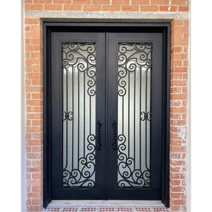 Portes françaises en fer forgé <span class=keywords><strong>d</strong></span>'usine avec écran en maille pour maisons <span class=keywords><strong>D</strong></span>écoration de <span class=keywords><strong>porte</strong></span> <span class=keywords><strong>d</strong></span>'<span class=keywords><strong>entrée</strong></span> <span class=keywords><strong>d</strong></span>'<span class=keywords><strong>entrée</strong></span> finie enduite de poudre rustique - Product Image 4