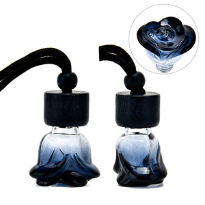 Venta al por mayor 8ml ambientador difusor vacío esmerilado negro coche colgante botella de perfume con tapa de madera - Product Image 1